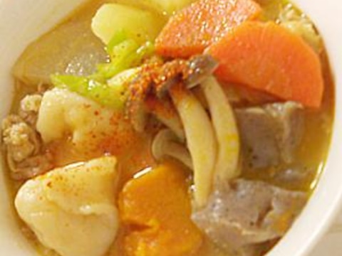 かぼちゃ入れてみて!味噌仕立てすいとん